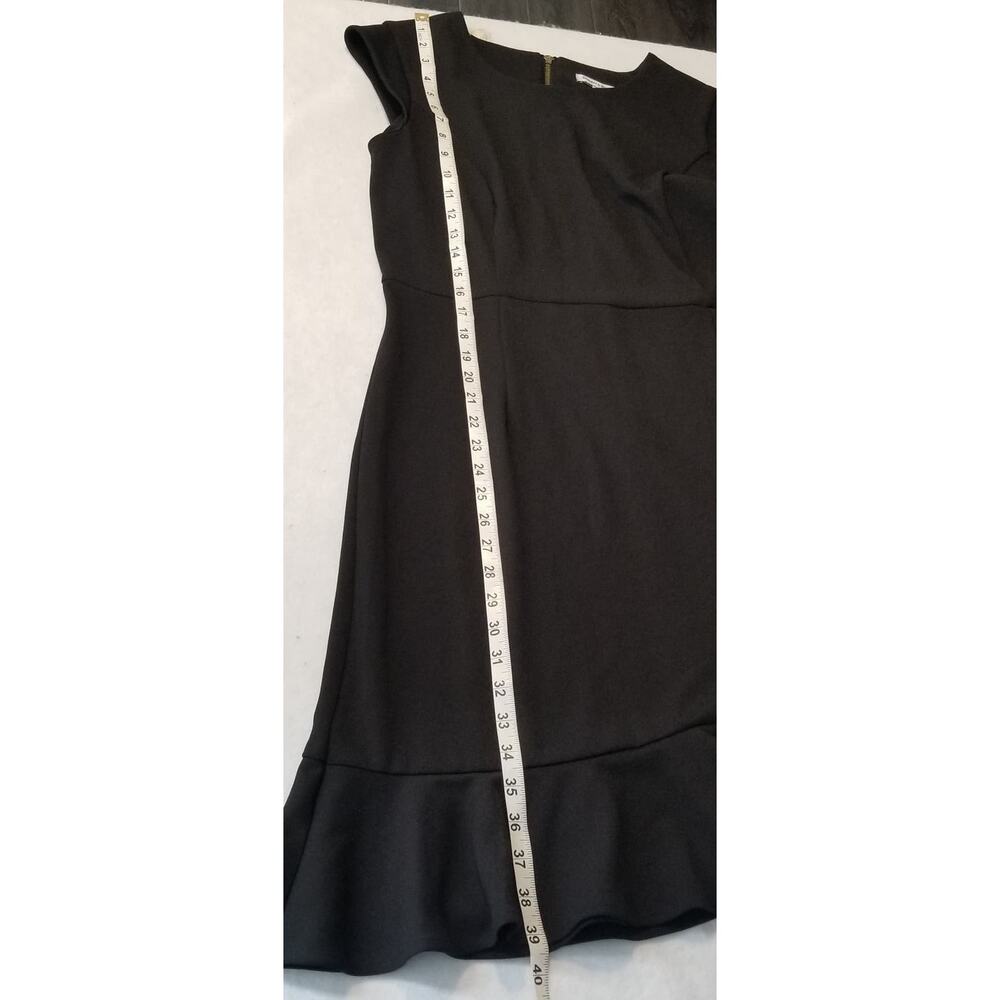 Shelby + Palmer Black Sheath Dress, Ruffle Detail, Cap Sleeve, Modest, Size 12 - Picture 9 of 10